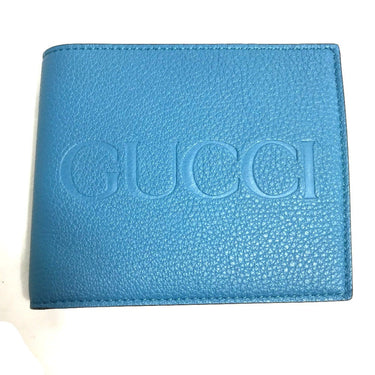 GUCCI Folded wallet 658681 leather blue logo Wallet